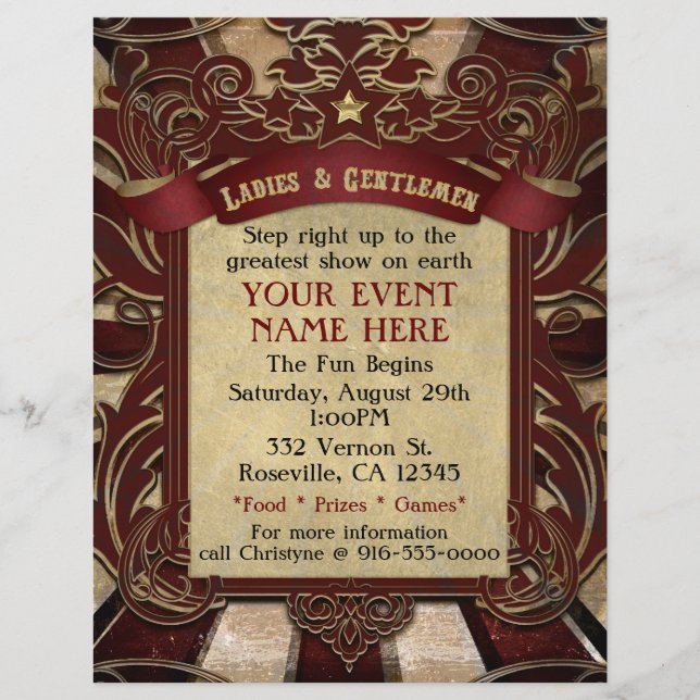 Flyer Vintage Carnaval Circus Elegante (Frente)
