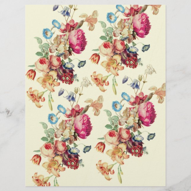 Flyer Vintage Floral Pattern DIY Envelopes Liner (Frente)