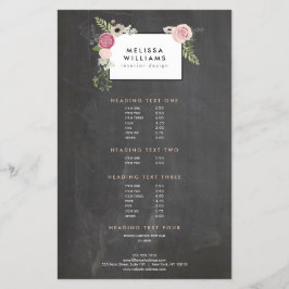 Flyer Vintage Modern Floral Motif em Chalkboard Designer
