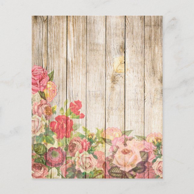 Flyer Vintage Rustic Romantic Roses Wood (Verso)