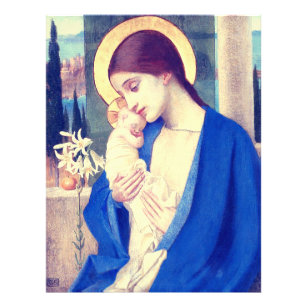 Flyer Virgem Maria e Criança por Marianne Stokes