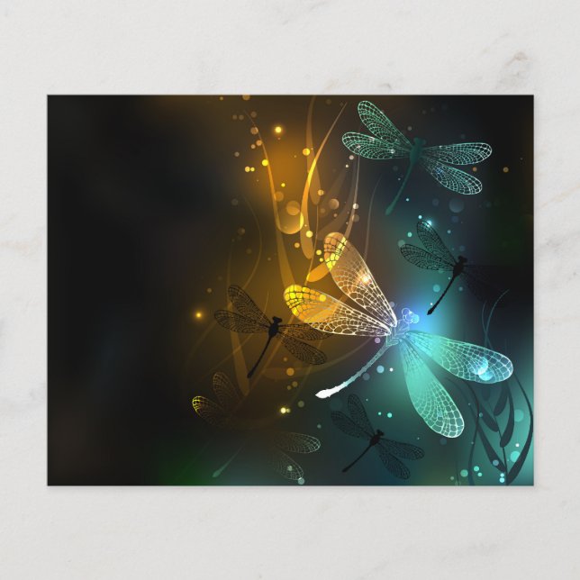 Flyer Voo luminoso verde de libélula (Frente)