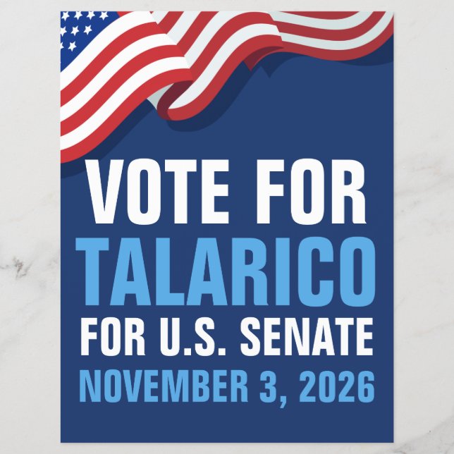 Flyer Vote Talarico para Senado 2026 Americano (Frente)