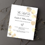 Flyer Vow renewal golden eucalyptus budget invitation<br><div class="desc">Please note that this invitation is on flyer paper and very thin. Envelopes are not included. For thicker invitations (same design) please visit our store. 

A white background decorated with golden eucalyptus,  sprigs. Personalize and your name and ceremony details.
Back: golden background.</div>