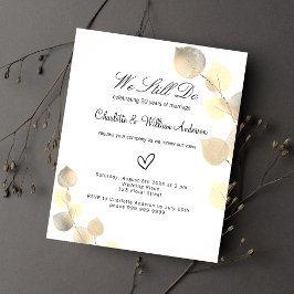 Flyer Vow renewal golden eucalyptus budget invitation