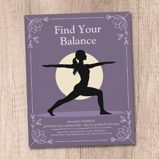 Flyer Warrior Pose - Yoga Instructor with Lotus Flowers