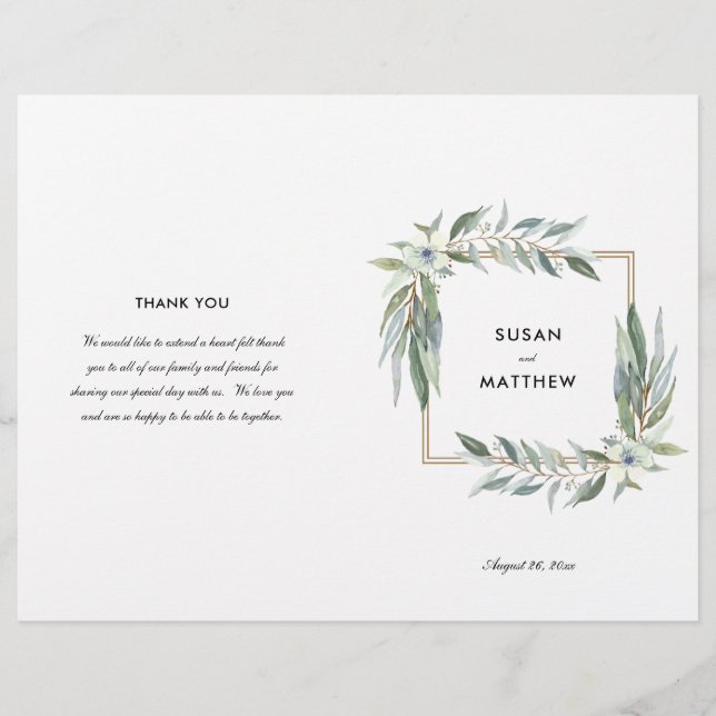 Flyer Watercolor Floral e Verdes, Programa Dobrado (Frente)