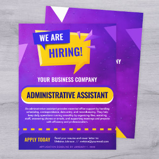Flyer We Are Hiring Job Position Announcement Template