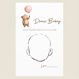 Flyer Whimsical Bear Baby Shower Guess the Baby Face 