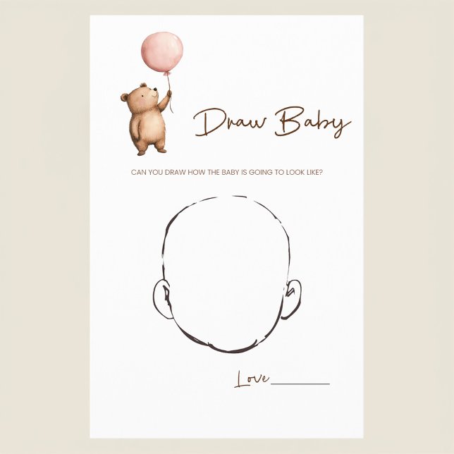 Flyer Whimsical Bear Baby Shower Guess the Baby Face  (Criador carregado)