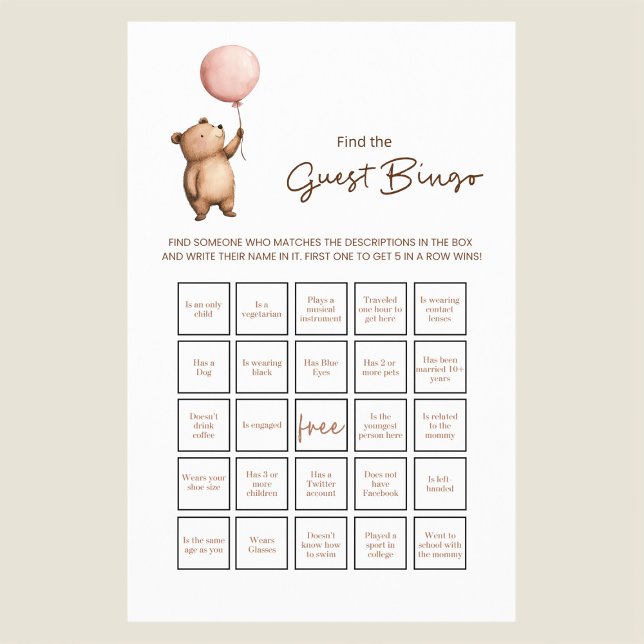 Flyer Whimsical Bear Baby Shower Guess the Baby Face  (Criador carregado)