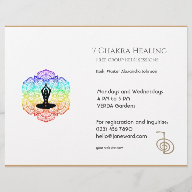 Flyer White Chakra Energy Healer Foto Reiki Horizontal (Frente)