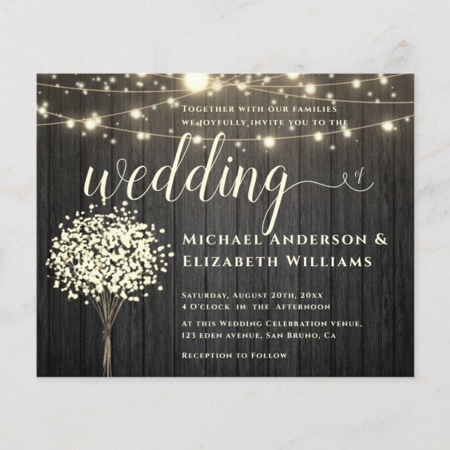 Flyer White Lights String & Natural Rustic Wood Casament (Frente)