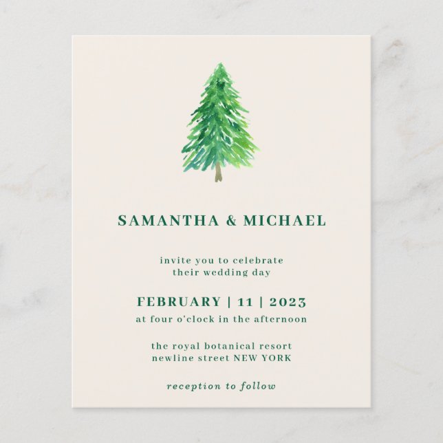 Flyer Winter Christmas Tree | Simple Elegant Wedding (Frente)