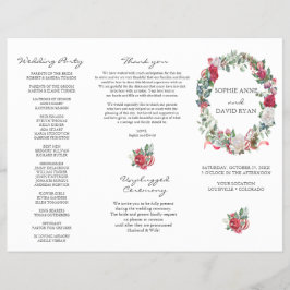 Flyer Winter Floral Wreath Tri+Fold Weding Program
