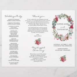 Flyer Winter Floral Wreath Tri+Fold Weding Program