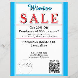 Flyer Winter Sale Jewelry Blue White Heart