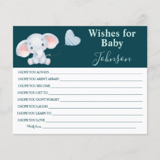 Flyer Wishes For Baby | Baby Elephant | Baby Shower Card