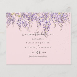 Flyer Wisteria Dusty Pink Casamento Salva Datas Orçament