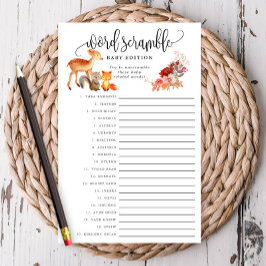 Flyer Woodland Animal Baby Word Scramble Paper Game Card