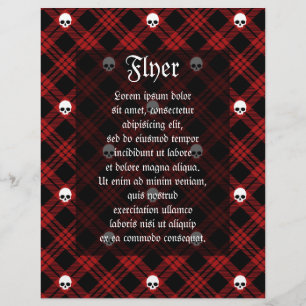 Flyer Xadrez de Tartan do crânio gótico