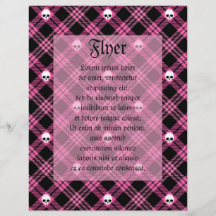 Flyer Xadrez de Tartan do crânio gótico