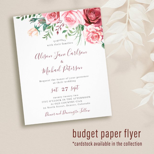 Flyer Xeque floral de água floral convite para casamento (Criador carregado)