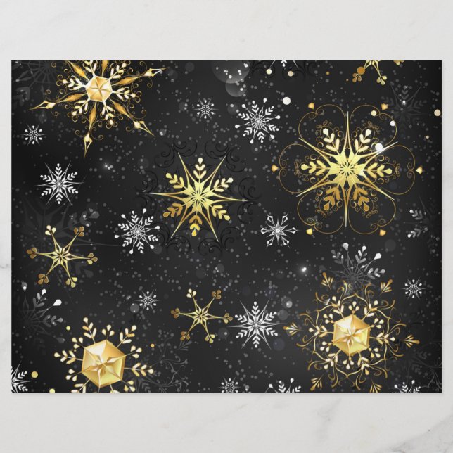 Flyer Xmas Golden Snowflakes on Black Background (Frente)
