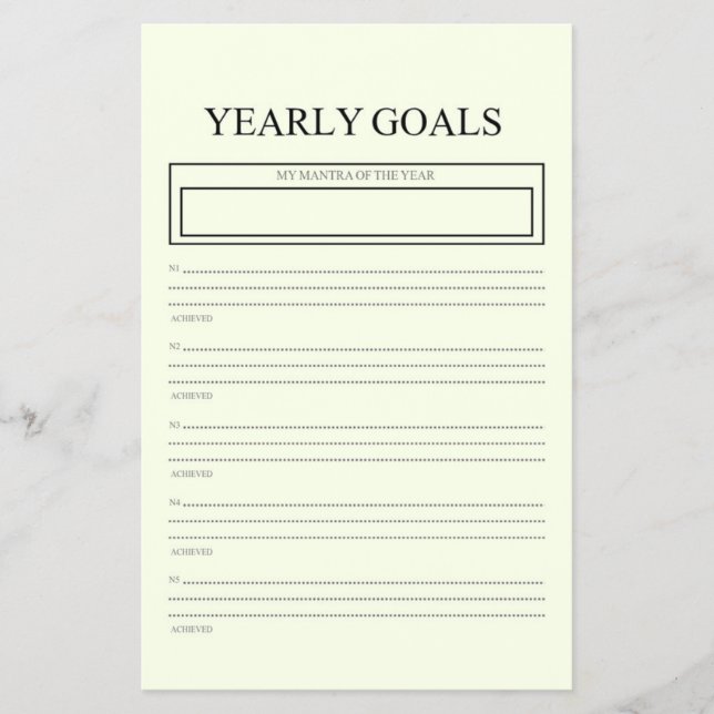 Flyer  Yearly Goals Girly Night Tracker Annual Planner  (Frente)