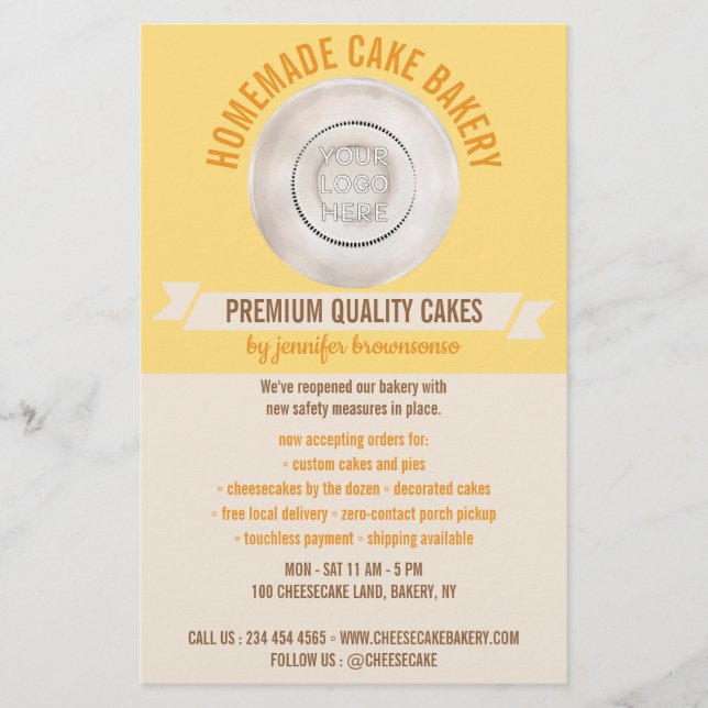 Flyer Yellow Cooking Custom Logo Bakery (Frente)