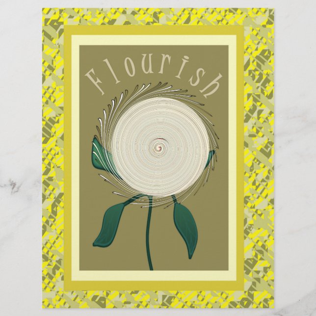 Flyer Yellow Flourish Flower Bulk Scrapbook Paper Pages (Frente)