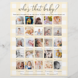 Flyer Yellow Gingham Who's That Baby 25 Photo Game