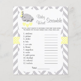 Flyer Yellow & Gray Elephant Baby Shower - Scramble