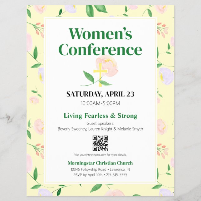 Flyer Yellow Spring Floral Women's Conference (Frente)