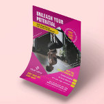 Flyer Yoga Gym Classes Girly Pink Foto do Marketing Mode<br><div class="desc">Promova suas aulas de treinamento ou estúdio de malhação com este design de giro do ginásio. Apresentando um design cor-de-rosa e amarelo com espaço para uma foto, seu logotipo, linha de etiqueta ou cabeçalho, texto personalizado e uma oferta de promocional. Você pode editar todo o texto e cores para criar...</div>
