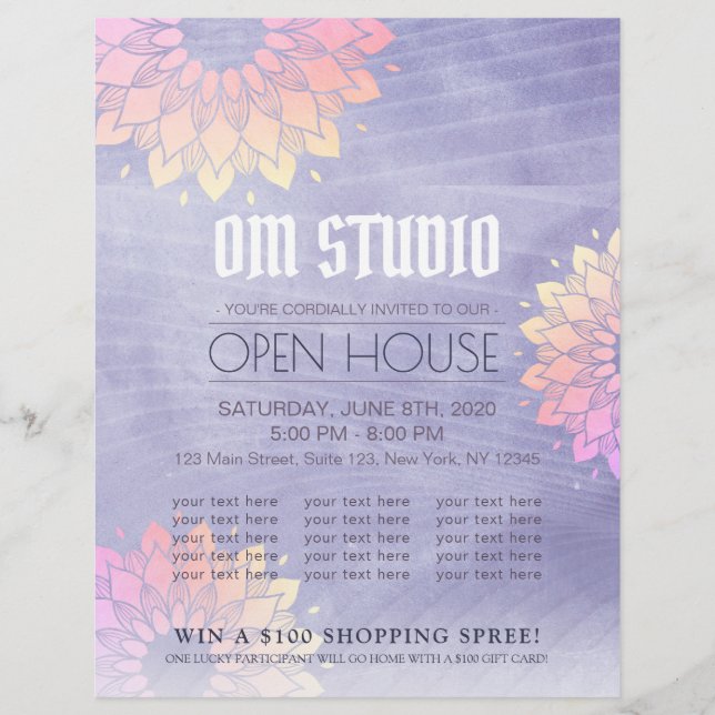 Flyer Yoga Instrutor Dourado Mandala Open House (Frente)