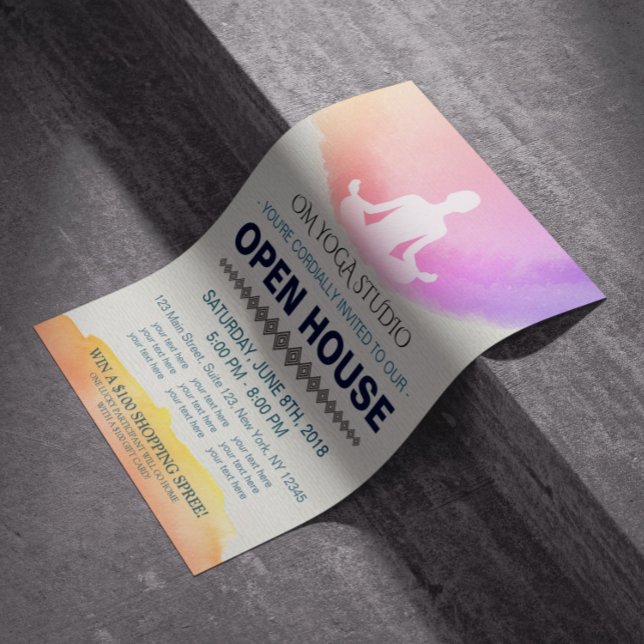 Flyer Yoga Instrutor Studio Meditação Pose Aberta (Criador carregado)