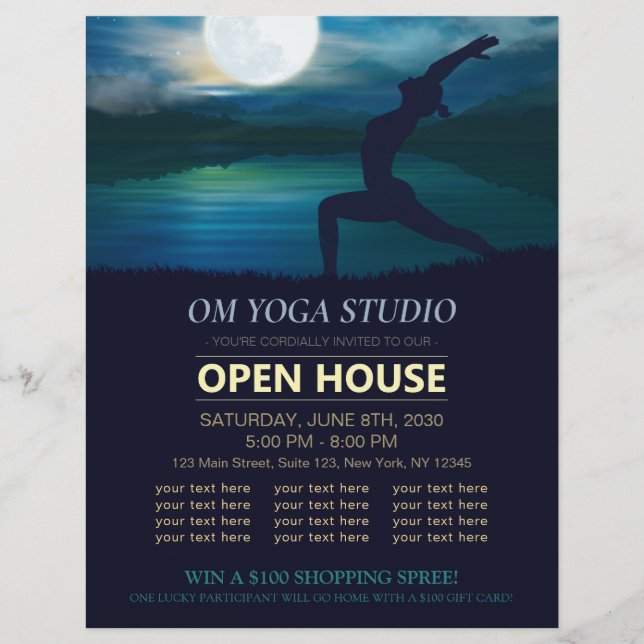 Flyer Yoga Meditação Teacher Moon Salutation Open House (Frente)