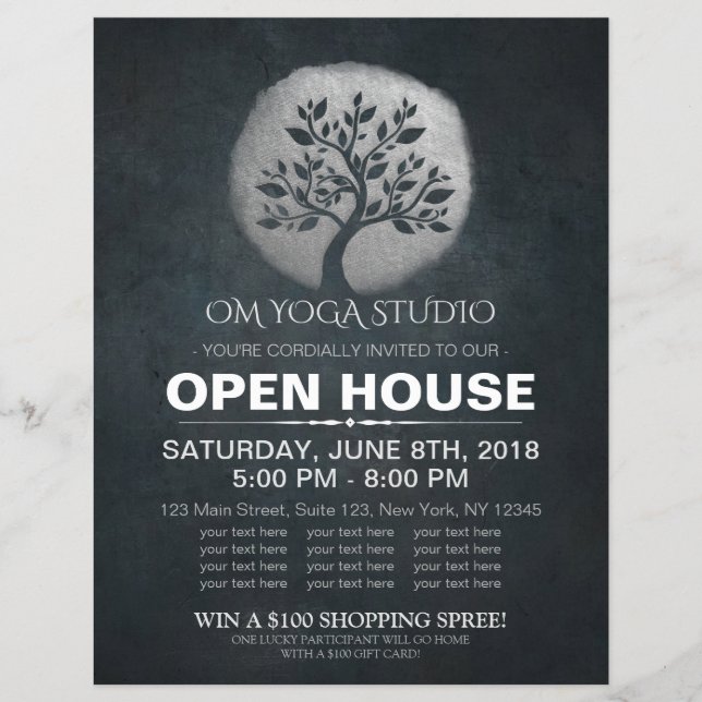 Flyer Yoga Meditation Instrutor Silver Tree Open House (Frente)