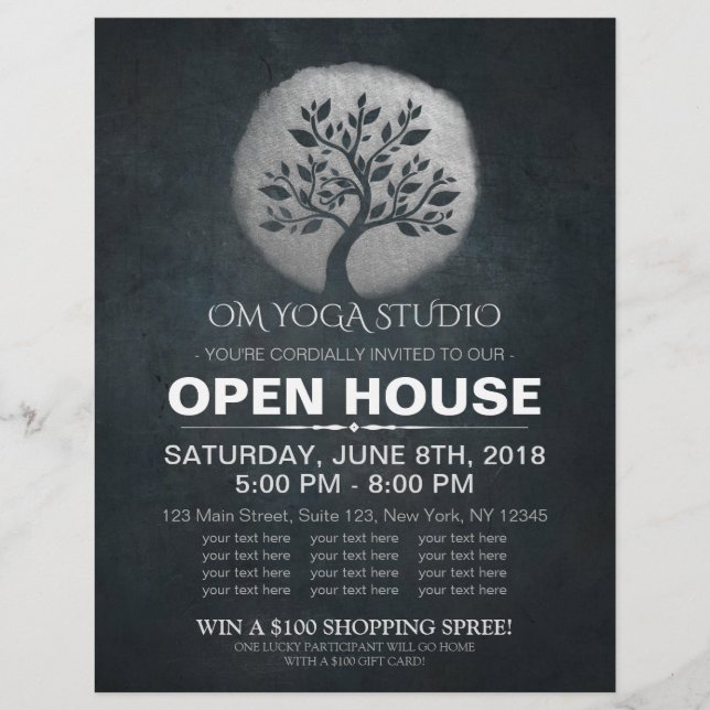 Flyer Yoga Meditation Instrutor Silver Tree Open House (Frente)