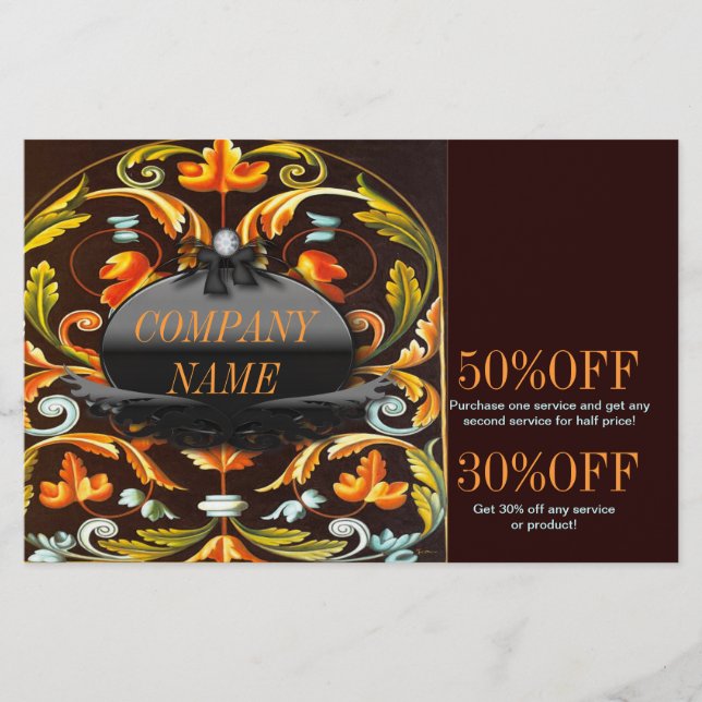 Flyer Yoga New Age boêmio folhas de outono mandala (Frente)