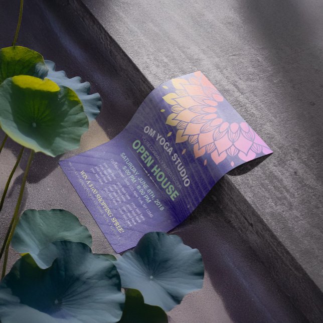 Flyer YOGA Studio Open House Gold Foil Mandala (Criador carregado)