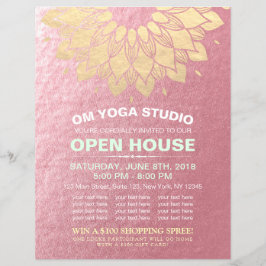 Flyer YOGA Studio Open House Gold Foil Mandala Flores F
