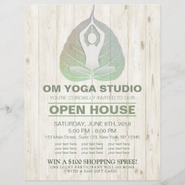 Flyer YOGA Studio Open House Meditação Pose Bodhi Leaf
