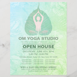 Flyer YOGA Studio Open House Meditação Pose Bodhi Leaf