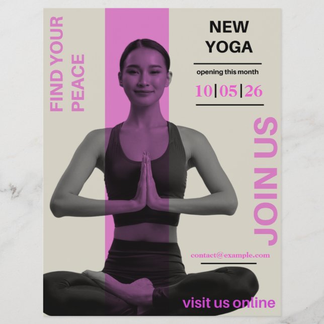 Flyer Yoga Studio Opening Modern Wellness Business (Frente)