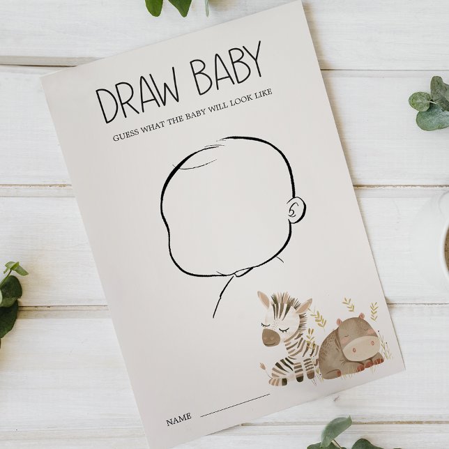 Flyer Zoo Safari Animal Chá de fraldas Desenhar Jogo Beb (Criador carregado)