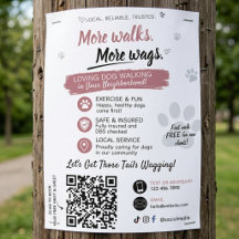 Flyers Código QR para Negócios de Pet Sitter e Pas