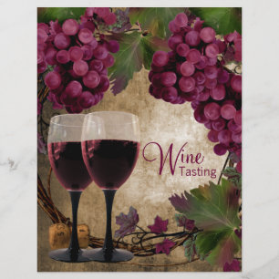 Flyers de degustação de vinhos de uvas tintas vint