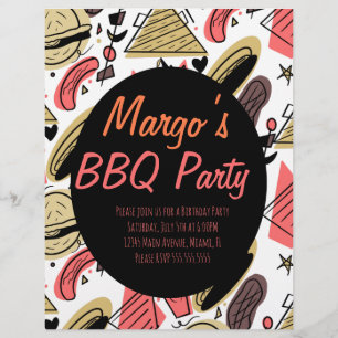 Flyers de padrão de aniversário de churrasco de do